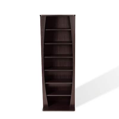 43.13 in. Brown Wood 6-shelf Standard Bookcase with Adjustable Shelves