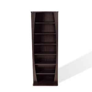 43.13 in. Espresso 6-shelf Canoe Bookcase with Adjustable Shelves