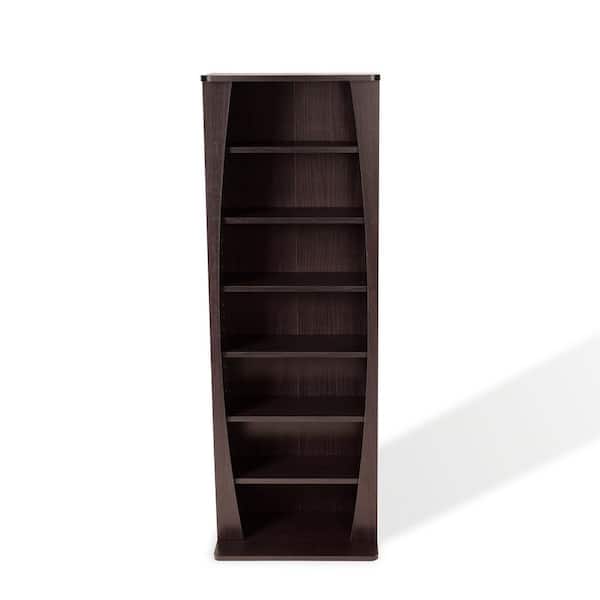 Atlantic 43.13 in. Espresso 6-shelf Canoe Bookcase with Adjustable Shelves