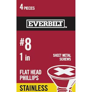 #8 x 1 in. Phillips Flat Head Stainless Steel Sheet Metal Screw (4-Pack)