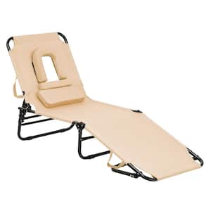 Outdoor Iron Folding Chaise Lounge Chair Bed Adjustable Beach Patio Camping Recliner