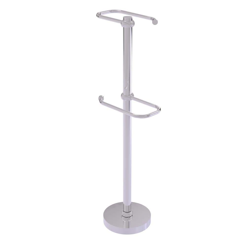 Polished Chrome Free Standing Two Roll Toilet Paper Holder