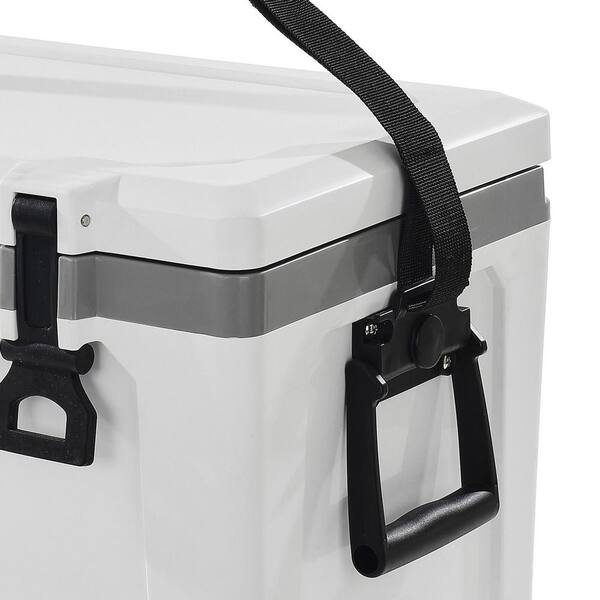 26 qt. White Plastic Portable Hard Cooler, 38 Can Capacity
