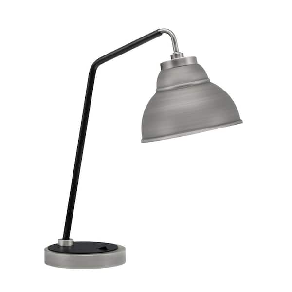 Unbranded Delgado 16.5 in. Graphite and Matte Black Piano Desk Lamp with Graphite Metal Shade