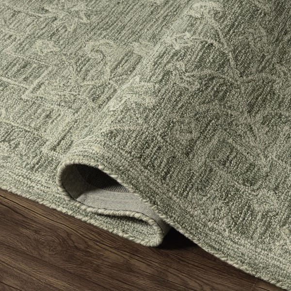 Jade Vintage Floral Hand-Tufted Wool Oriental Green 8 ft. x 10 ft