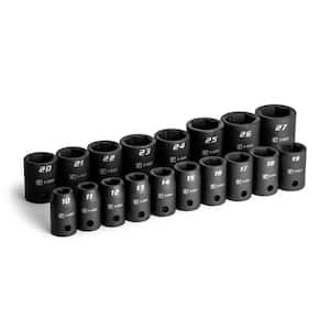 1/2 in. Drive Metric 6-Point Shallow Impact Socket Set (18-Piece)