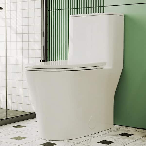 1-Piece 1.1/1.6 GPF 360° Dual Flush Comfortable Height Elongated Toilet Map Flush 1000 g in White, Seat Included