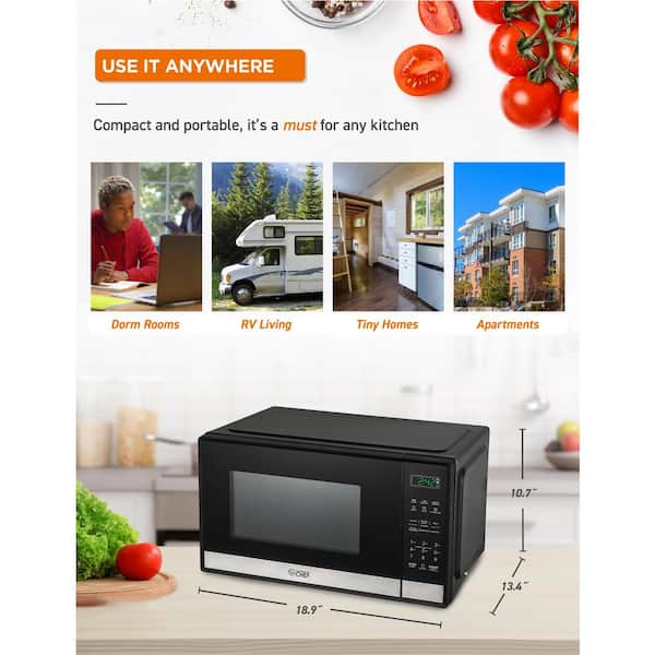 Commercial CHEF 0.9 cu. ft. Countertop Microwave Stainless and Black CHM009  - The Home Depot
