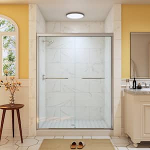 56 in. - 60 in. W x 76 in. H Double Sliding Semi-Frameless Shower Door in Chrome with 5/16 in. (8 mm) Clear Glass