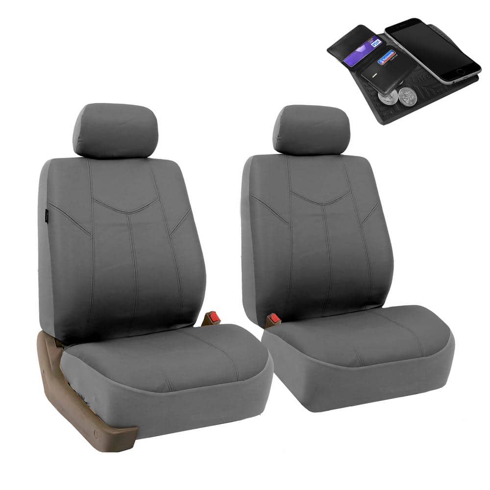 FH Group PU Leather 47 in. x 23 in. x in. Rome Half Set Front Seat Covers  DMPU009GRAY102 The Home Depot