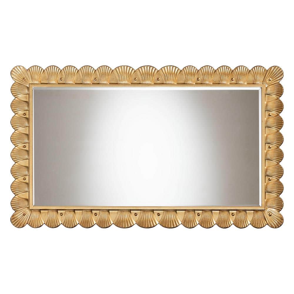 Vadim Antique Gold Seashell Border Rectangular Wood Mirror