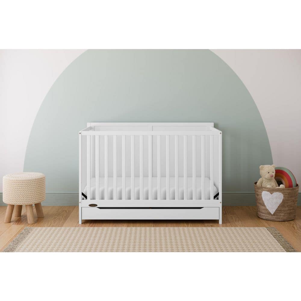 Melrose White 5-in-1 Convertible Crib with Drawer