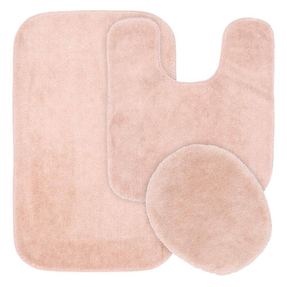 picture Blush Pink Bathroom Rugs garland rug traditional blush 21 in x 34 in plush nylon 3 piece bath mat set ba010w3p02dd3 the home depot