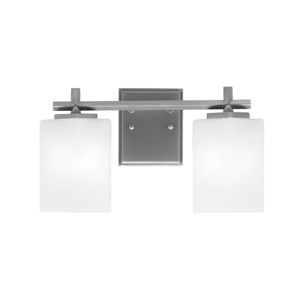 Bridgewater 14 in. 2 Light Vanity Light Graphite with 3.5 in. Square White 