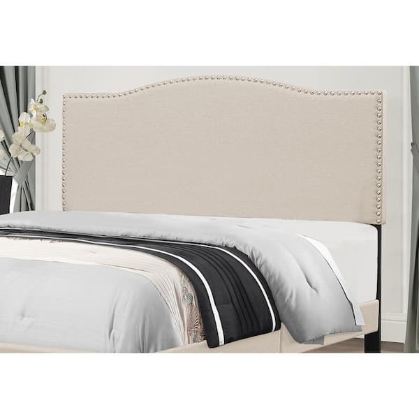 Cream upholstered on sale headboard queen