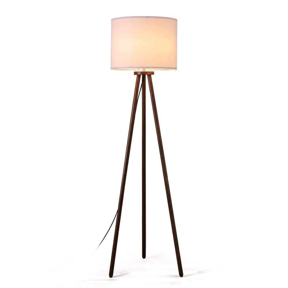Keazile 61 in. Walnut Traditional Tripod Floor Lamp with Solid