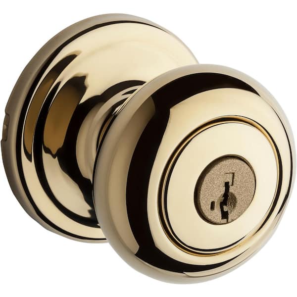 Kwikset Hancock Polished Brass Entry Door Knob Featuring SmartKey