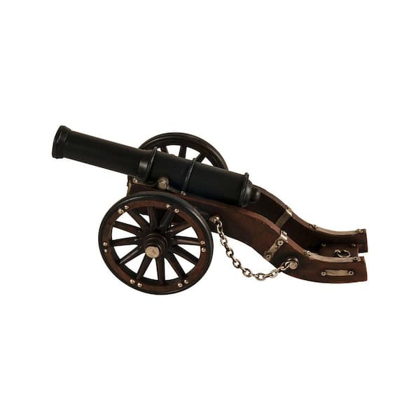 Metal Louis XIV Cannon Hand Painted Sculpture