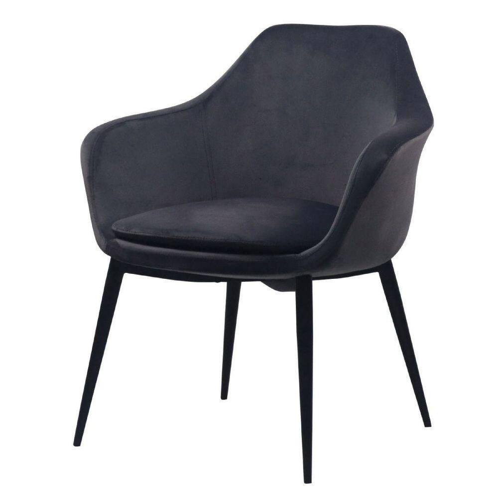 Benjara Modern Gray Metal and Fabric Solid Back Dining Chair BM279434 ...