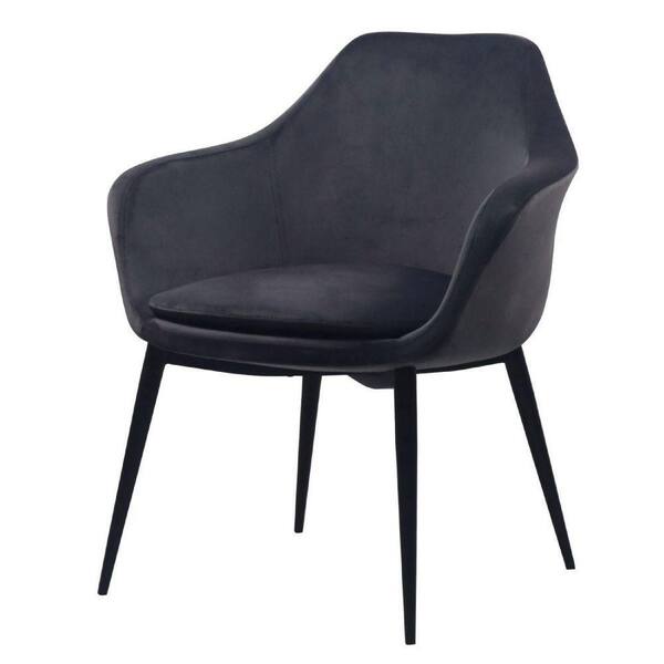Benjara Modern Gray Metal and Fabric Solid Back Dining Chair