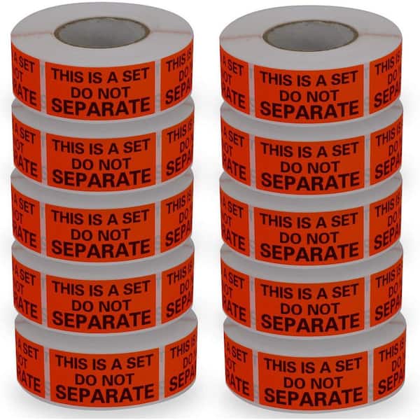 Unbranded Fluorescent Red Packing Labels this is a Set Do Not Separate 10 Rolls 5000 Labels Strong Adhesive 1 x 2
