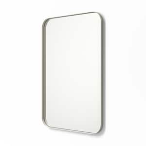 20 in. x 30 in. Metal Framed Rounded Rectangle Bathroom Vanity Mirror in Nickel
