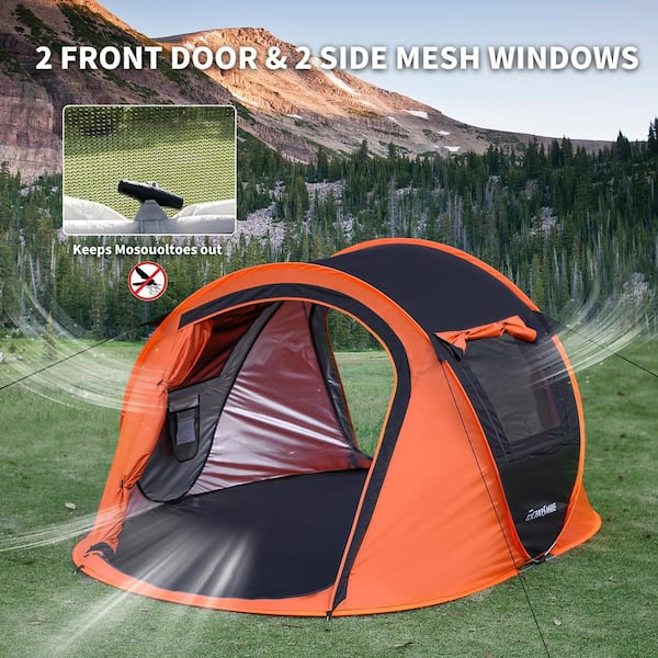 EchoSmile EchoSmile 2-Person Black and Orange Pop Up Camping