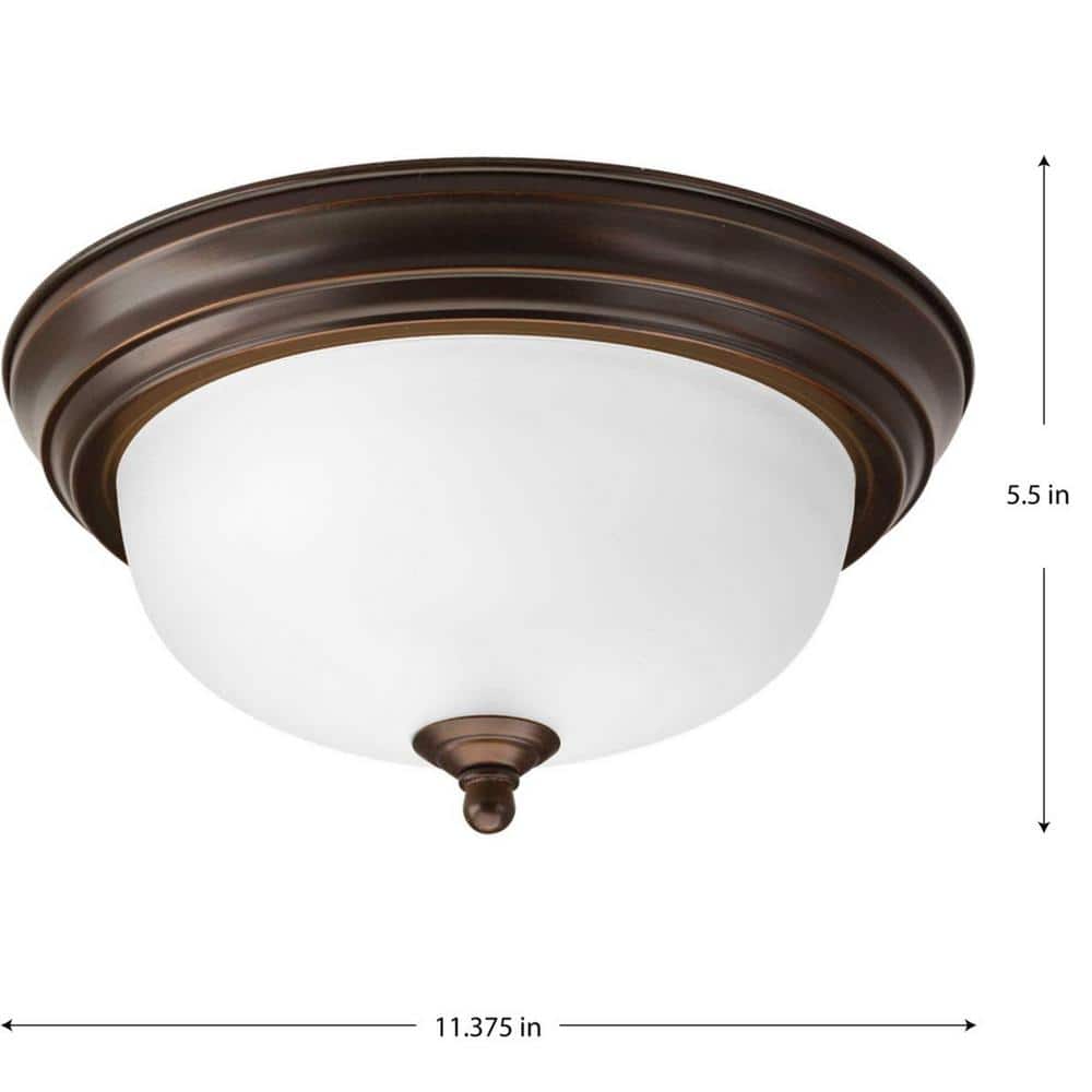Antique Bronze 11" Flush Mount Light with Etched Glass