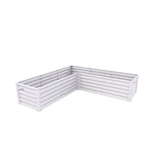 74 in. x 74 in. x 18 in. White L-Shaped Anti-Rust Galvanized Metal Raised Garden Bed