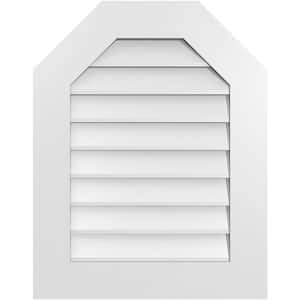 22 in. x 28 in. Octagonal Top Surface Mount PVC Gable Vent: Decorative with Standard Frame