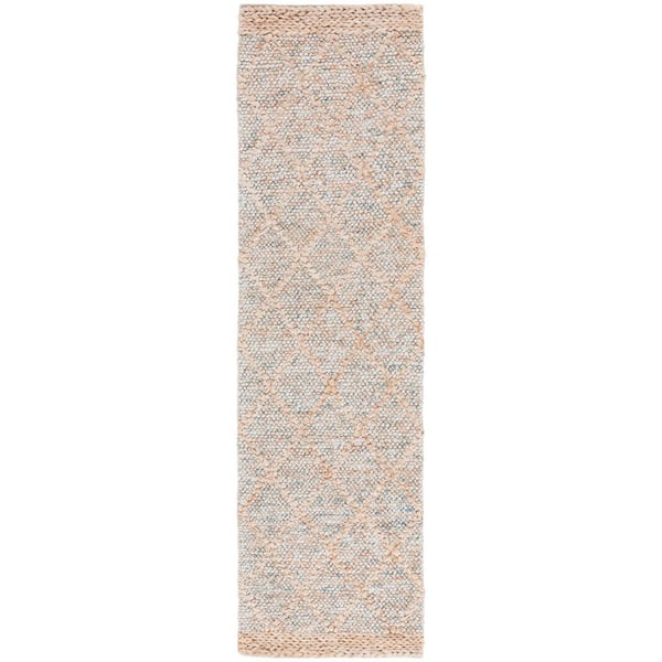 Natural Fiber 2 ft. x 9 ft. Rust/Natural Diamond Border Runner Rug