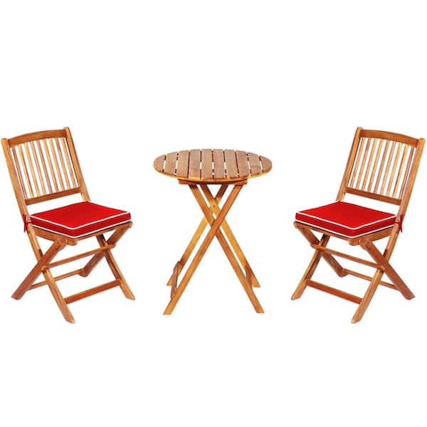 WELLFOR 3-Piece Wood Outdoor Dining Set