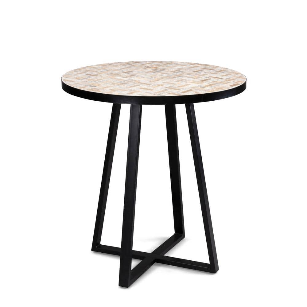 Chevron Marble Gray/Brown 27.5" Outdoor Bistro Table