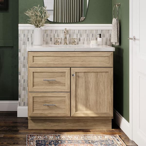 Canfield 36 in. W x 21 in. D x 33.5 in. H Bath Vanity Cabinet without Top in Sandstone Finish
