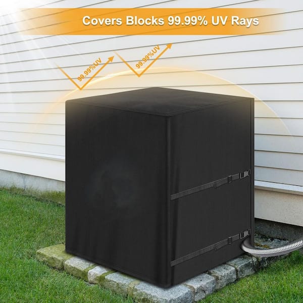 32 in. W x 32 in. D x 36 in. H Black Heavy Duty Outdoor Air Conditioner Cover, Windproof Anti-UV Winter Protection