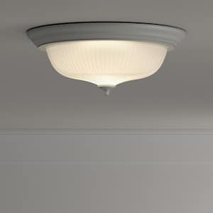 15 in. 3-Light White Dome Flush Mount with White Glass Shade