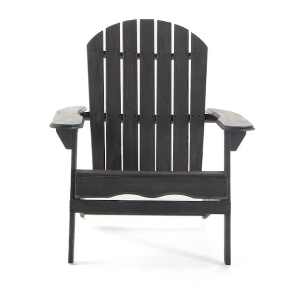 TIRAMISUBEST Foldable Dark Gray Outdoor Wood Adirondack Chair