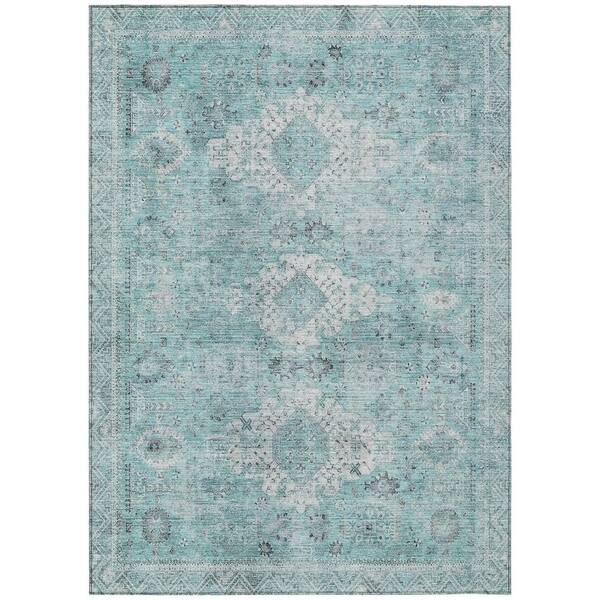 Chantille Machine Washable Indoor/Outdoor Abstract ACN2809 Turquoise 10 ft. x 14 ft. Area Rug
