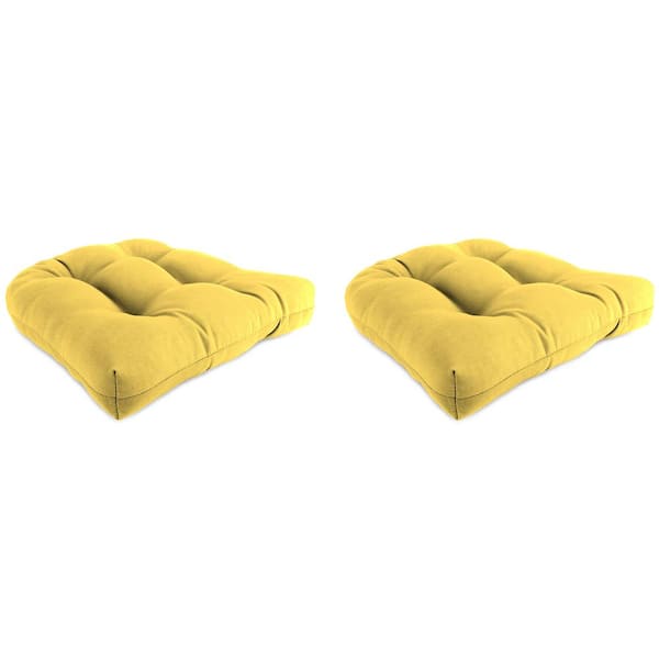 Jordan Manufacturing 18 in. L x 18 in. W x 4 in. T Wicker Outdoor Seat Cushion in Sunray Yellow (2-Pack)