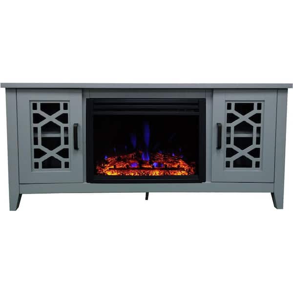 Cambridge Stardust 56 in. Mid-Century Modern Electric Fireplace in Slate Blue