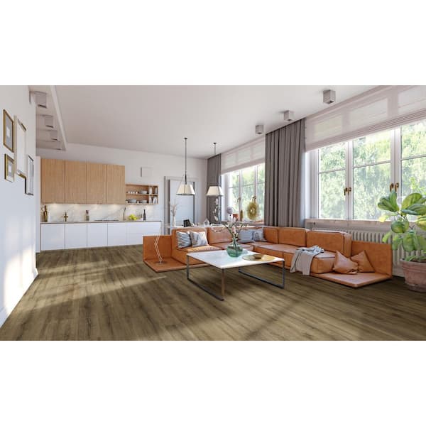 5mm w/pad Woodhill Oak Waterproof Rigid Vinyl Plank Flooring 7.1 in. Wide x  48 in. Long