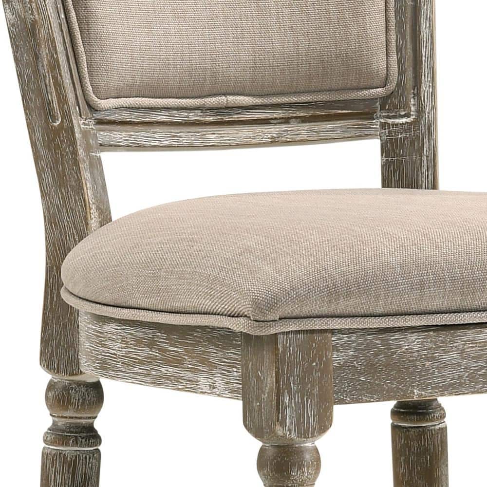 Reclaimed Gray Upholstered High Back Side Chair with Wood Frame