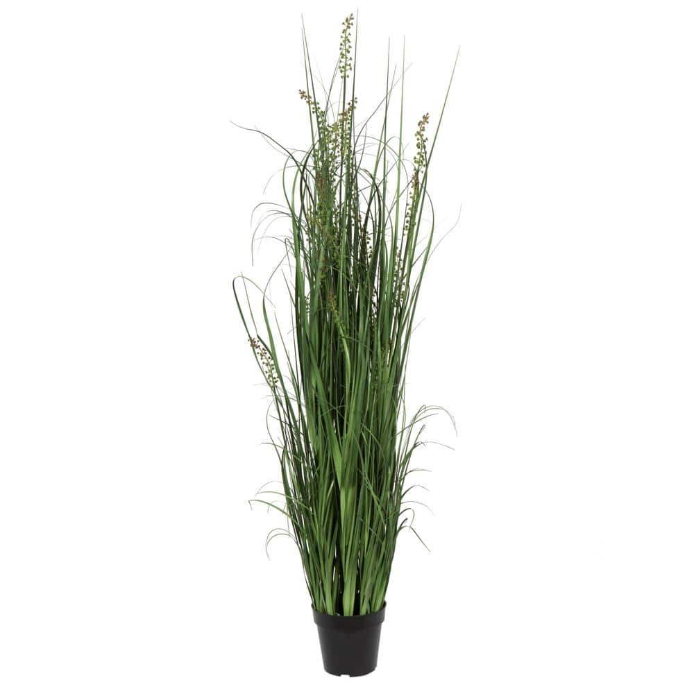 Vickerman 60" Green PVC Artificial Potted Grass Plant
