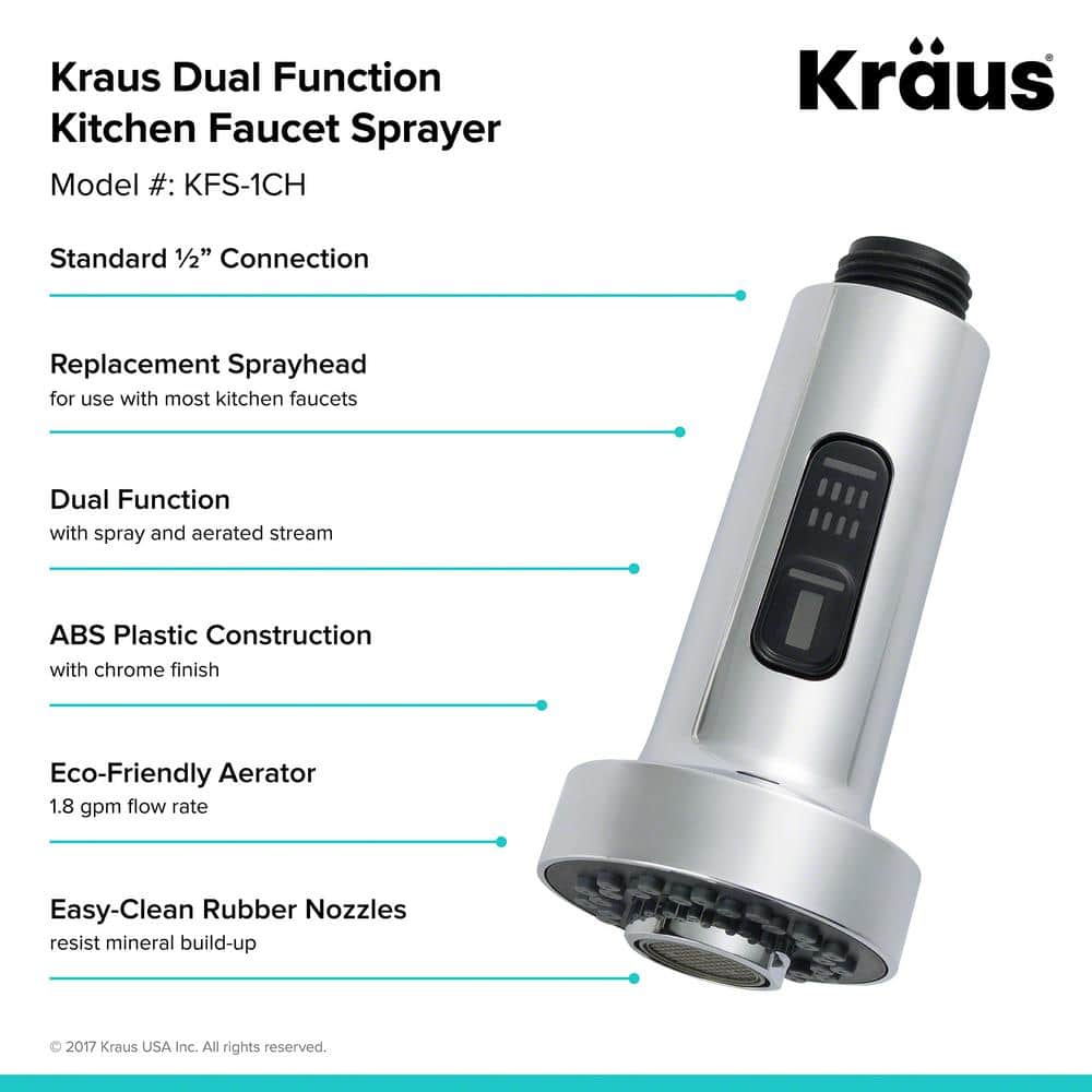 Chrome Dual Function Stainless Steel Kitchen Faucet Sprayer