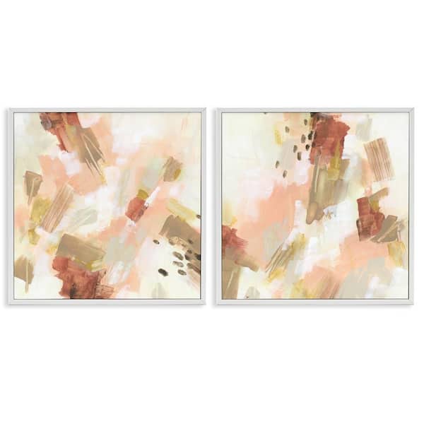 Stupell Industries Energetic Beige Palette by June Erica Vess 2 Pieces White Framed Abstract Giclee Art Print 24 in. x 24 in.