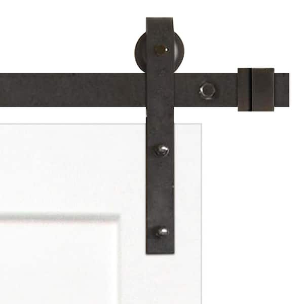 30 in. x 80 in. 5-Panel Unfinished Prime Solid Pine Wood Interior Sliding Barn Door with Oil Rubbed Bronze Hardware Kit 30 in. x 80 in. 5-Panel Unfinished Prime Solid Pine Wood Interior Sliding Barn Door with Oil Rubbed Bronze Hardware Kit
