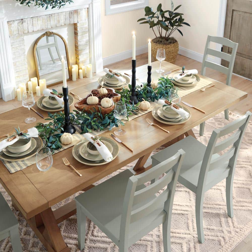 Seafoam Ceramic 16-Piece Ribbed Dinnerware Set