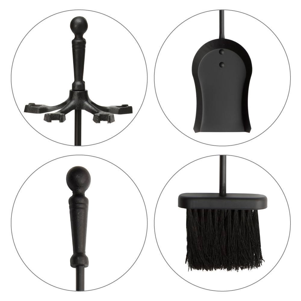 UniFlame 5-Piece Black Cast Iron Fireplace Tool Set