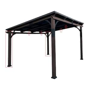 Chandler 12 ft. x 14 ft. Sloped Metal Roof Pergola Wood Grain Aluminum Frame Outdoor Gazebo with Hard Top Pavilion