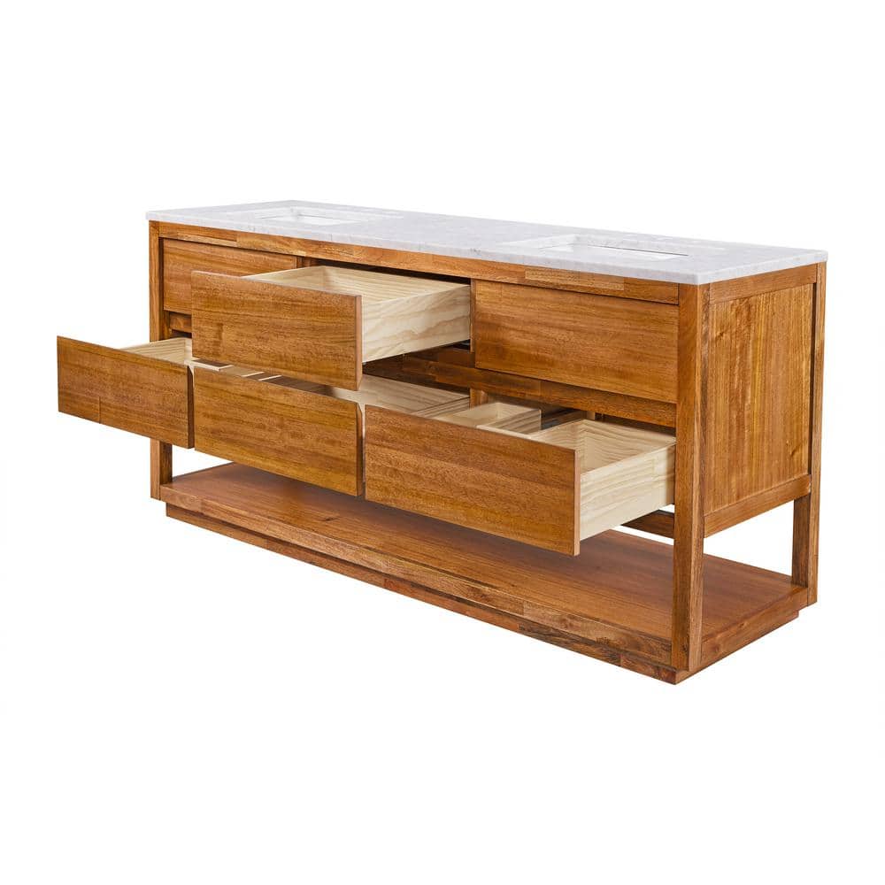 72'' Mango Wood Vanity with Carrara White Marble Top